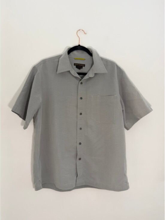 Royal Robbins Other - Royal Robbins Gray Textured Short Sleeve Button Front Shirt Size L Modal Blend